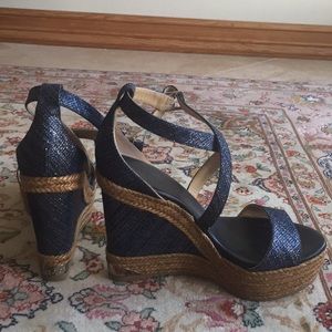 Jimmy Choo metallic denim wedge